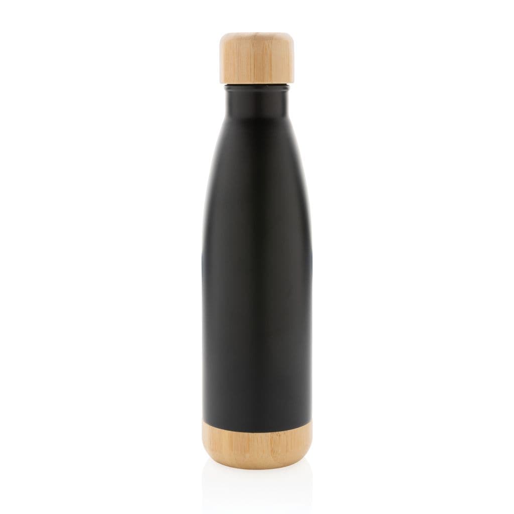 Vakuum stainless steel flaska med kork och botten i bambu – thumbnail 2