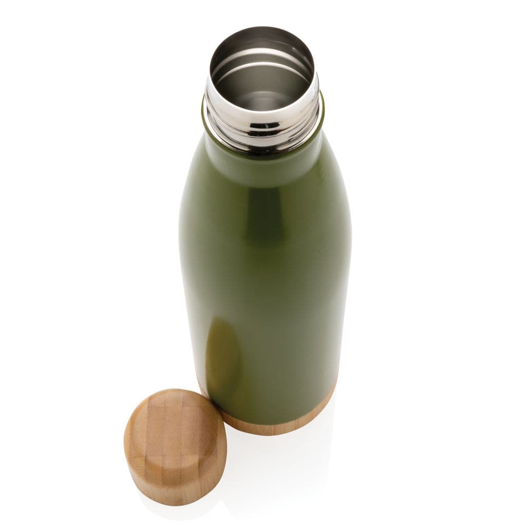 Vakuum stainless steel flaska med kork och botten i bambu – thumbnail 16
