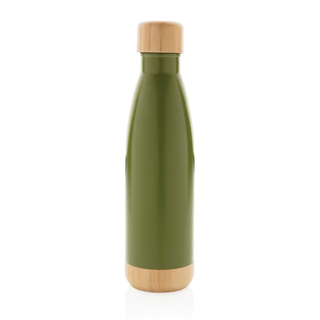 Vakuum stainless steel flaska med kork och botten i bambu – thumbnail 14