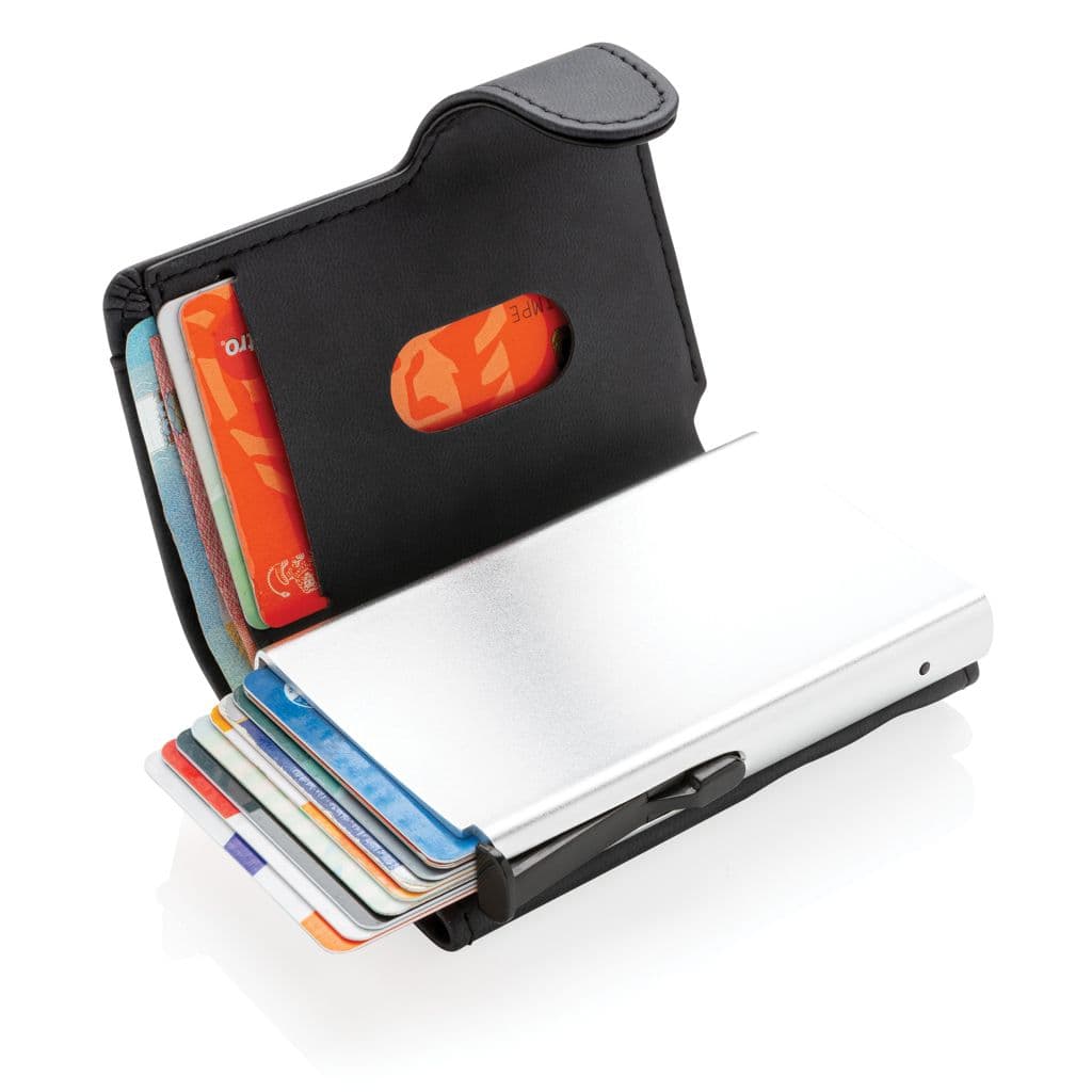 Standard aluminium RFID korthållare med PU plånbok – miniatyr 2