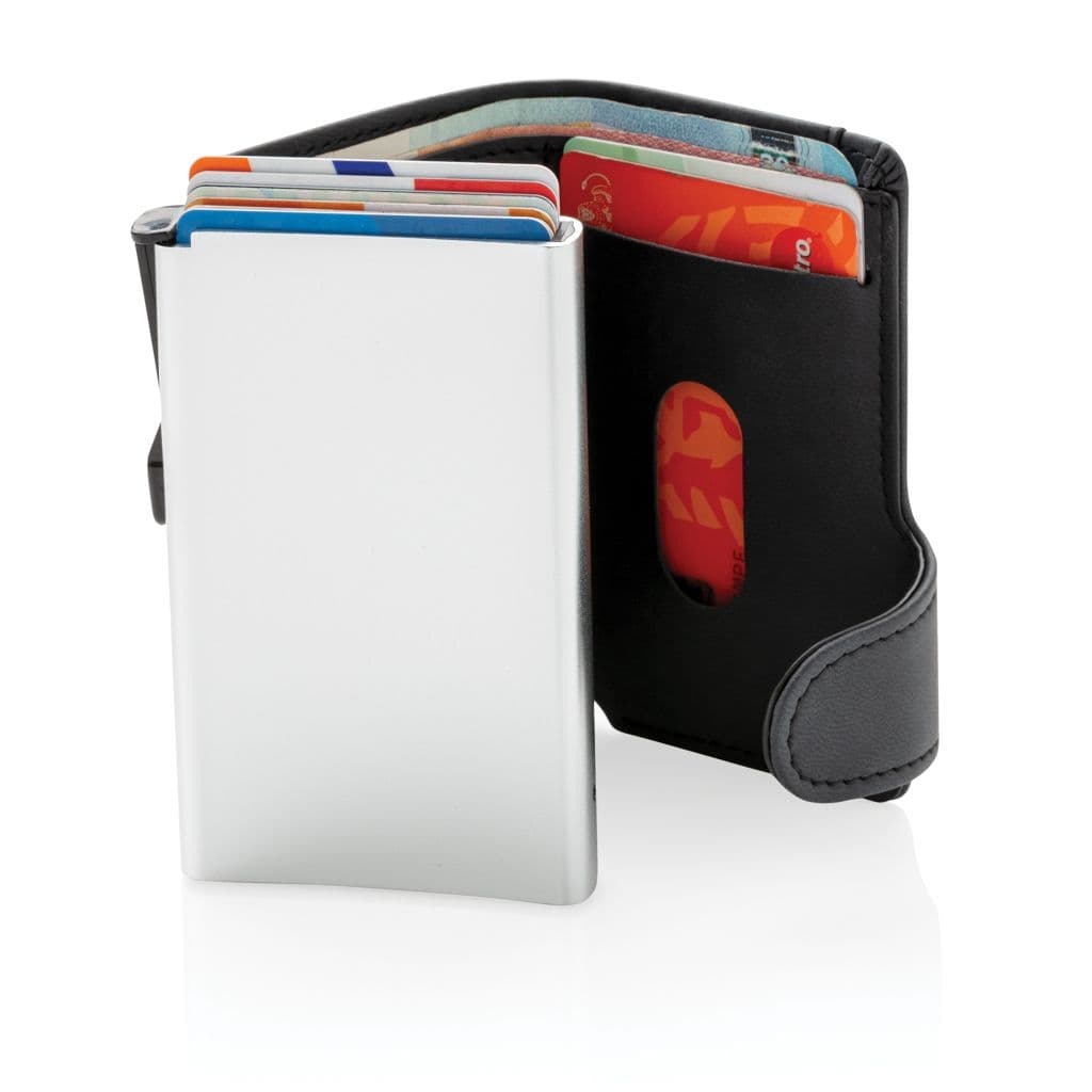 Standard aluminium RFID korthållare med PU plånbok – miniatyr 3