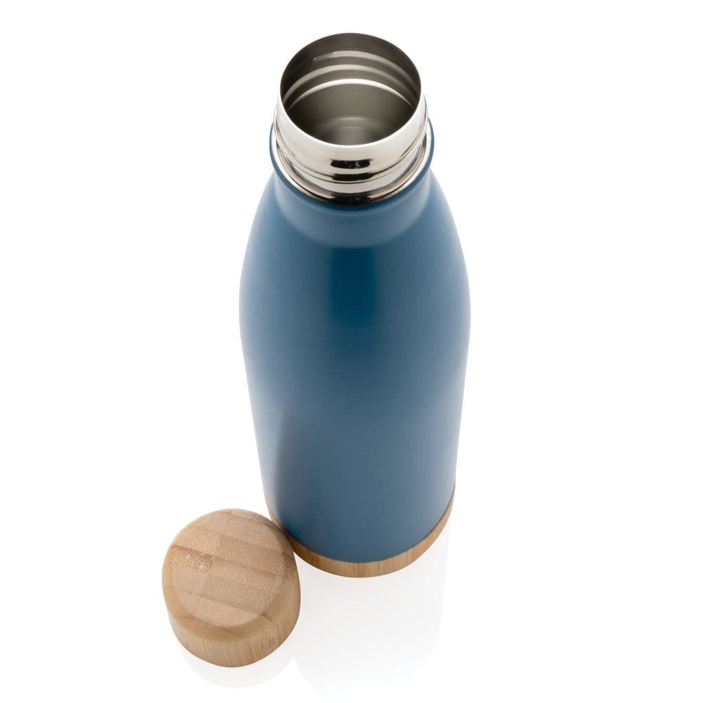 Vakuum stainless steel flaska med kork och botten i bambu – thumbnail 10