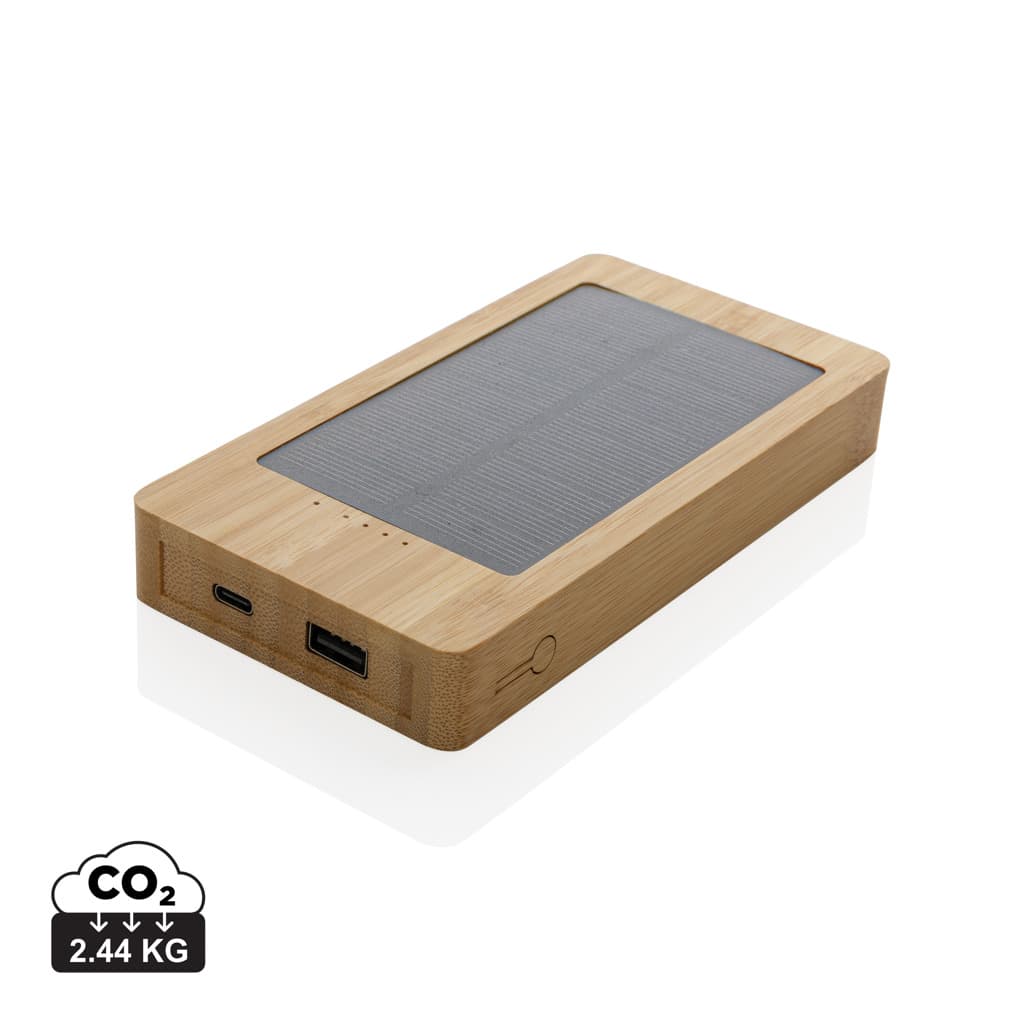 Sunwick 10.000mAh solcellspowerbank i bambu – bild 1