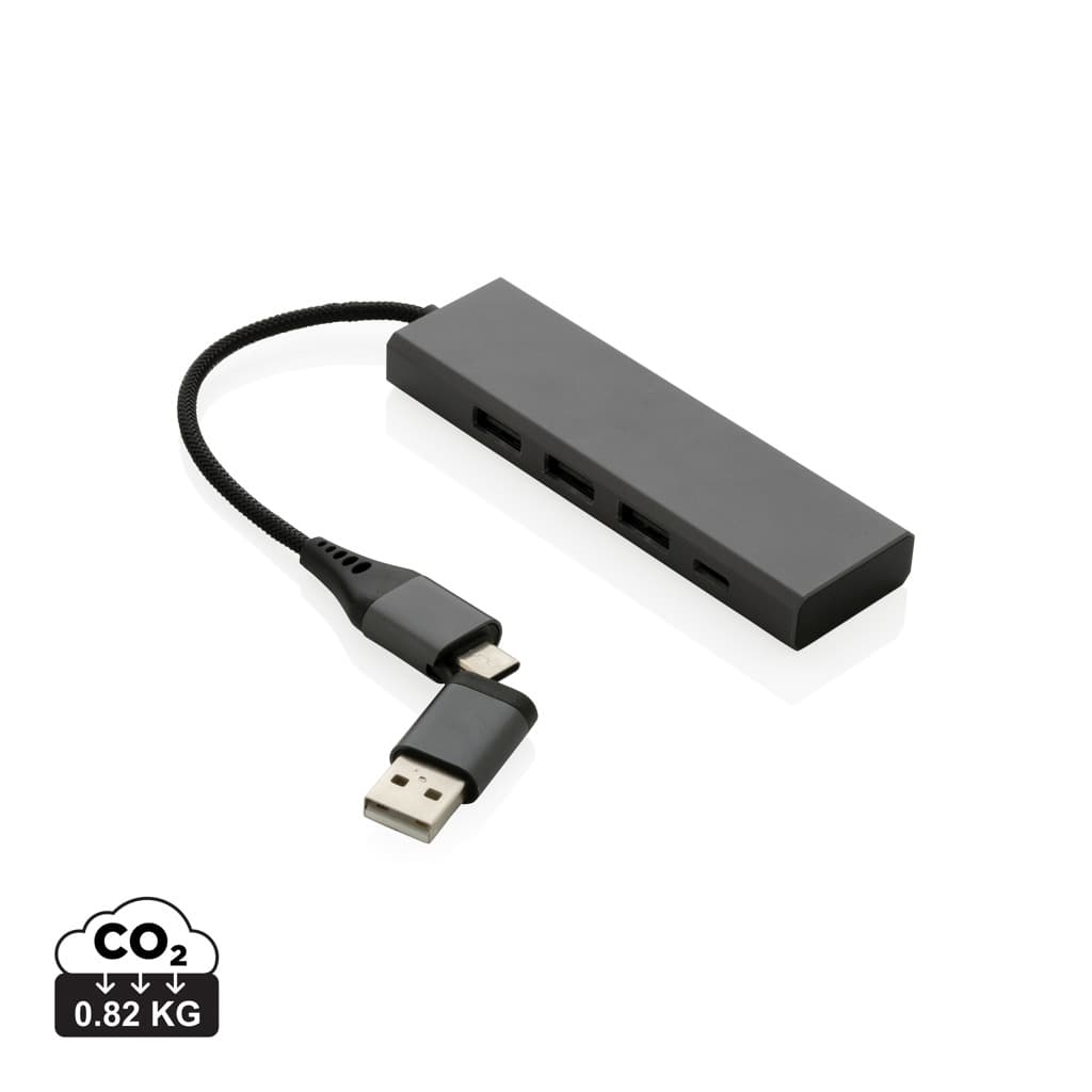 Terra hub med 3 USB portar i RCS återvunnen aluminium – bild 1
