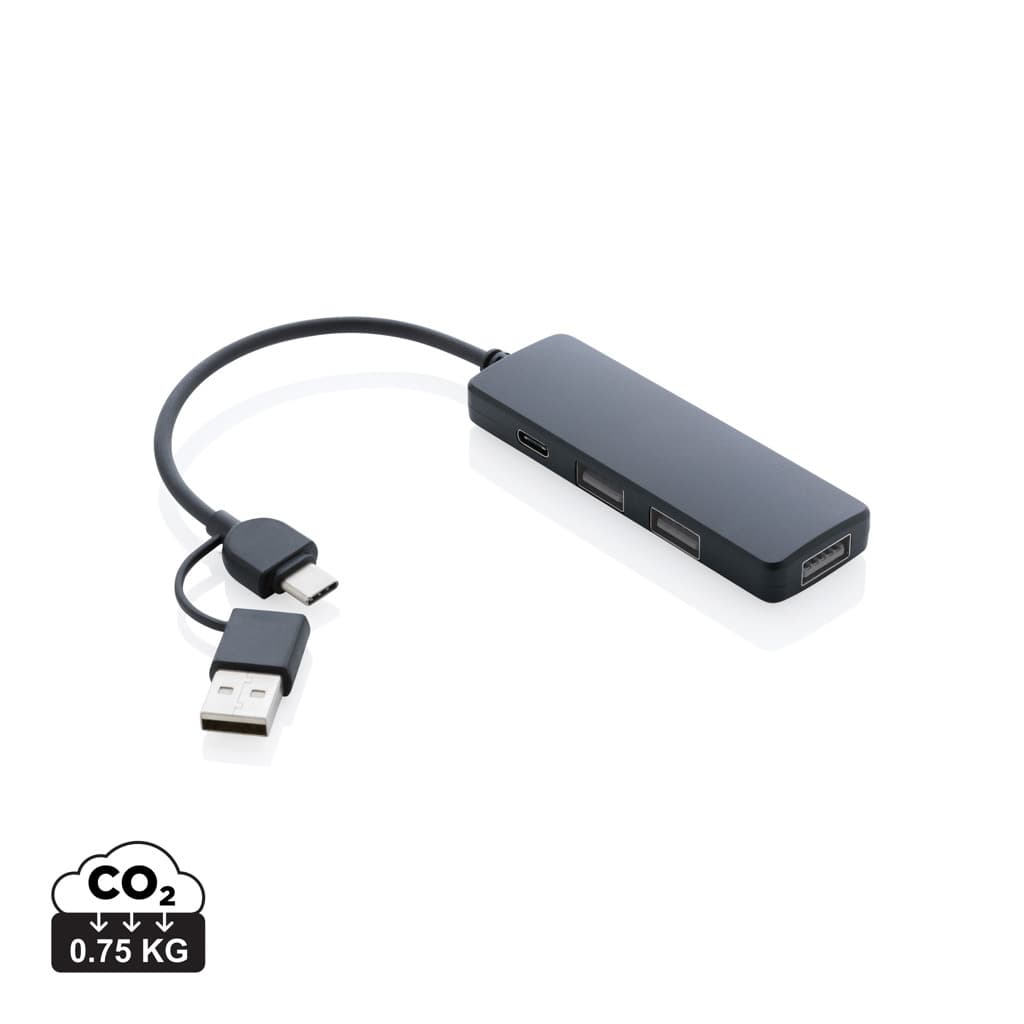USB hub i RCS återvunnen plast med dubbel input – bild 1