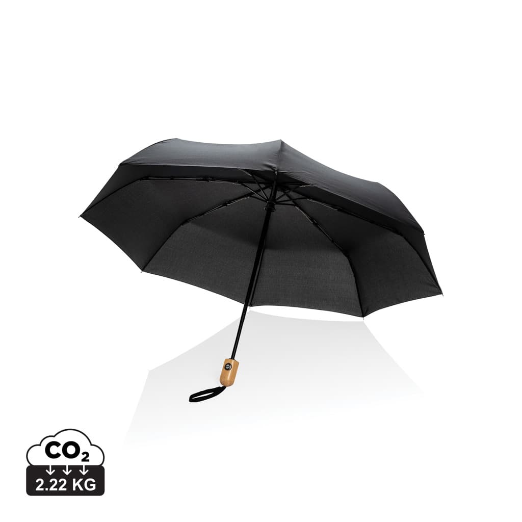21' Impact Aware™ RPET 190T automatiskt bambu paraply – image 1