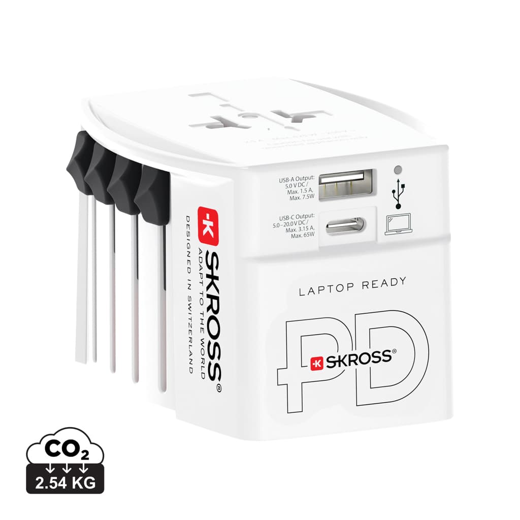 SKROSS världsreseadapter MUV 65W PD med USB C-kabel – bild 1